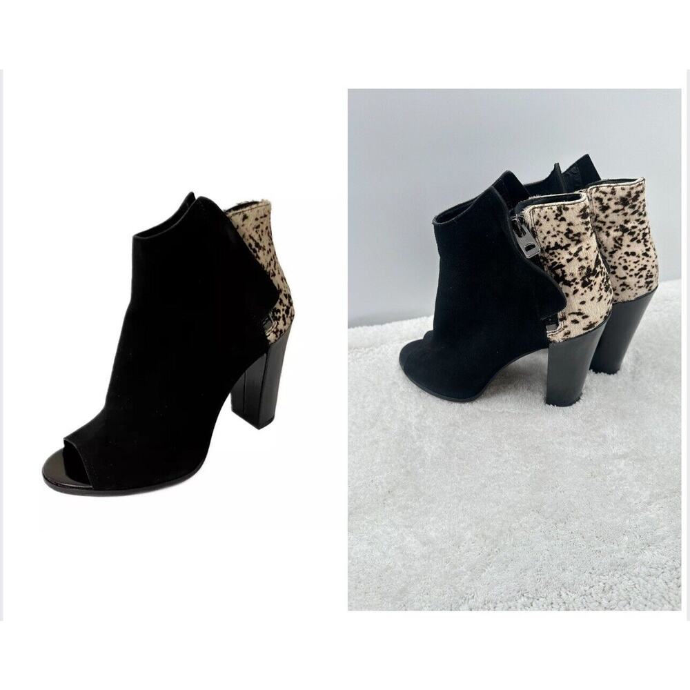 DOLCE VITA LAINE Black SUEDE OPEN TOE BOOTIE SZ 10 Cowhide RETAIL $220